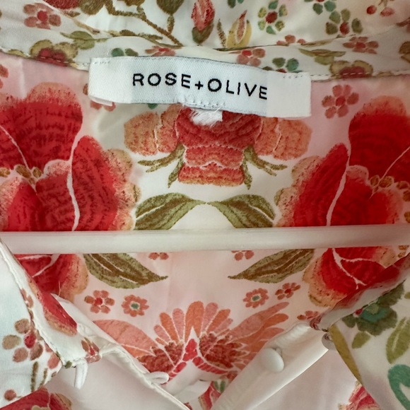 Rose & Olive Floral Top - Coral and Olive - Picture 4 of 7